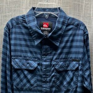 Quicksilver Big Boys Sz M 12-14 Long Sleeve Snap Front Cotton/Poly Shirt